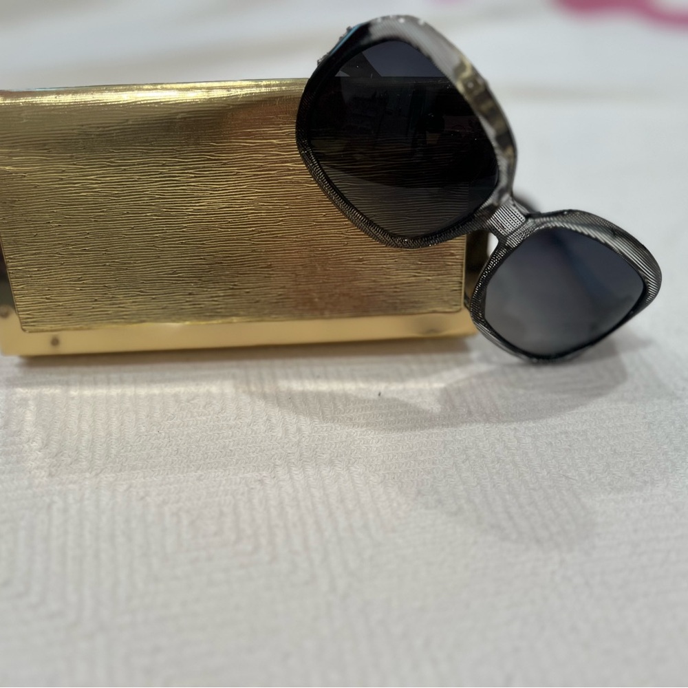 Tory Burch Black Sunglasses with Gold Clutch